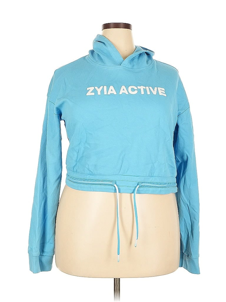 Pre-owned Zyia Active Pullover Hoodie In Blue