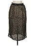 Joie 100% Polyester Metallic Silver Black Formal Skirt Size 6 - photo 2