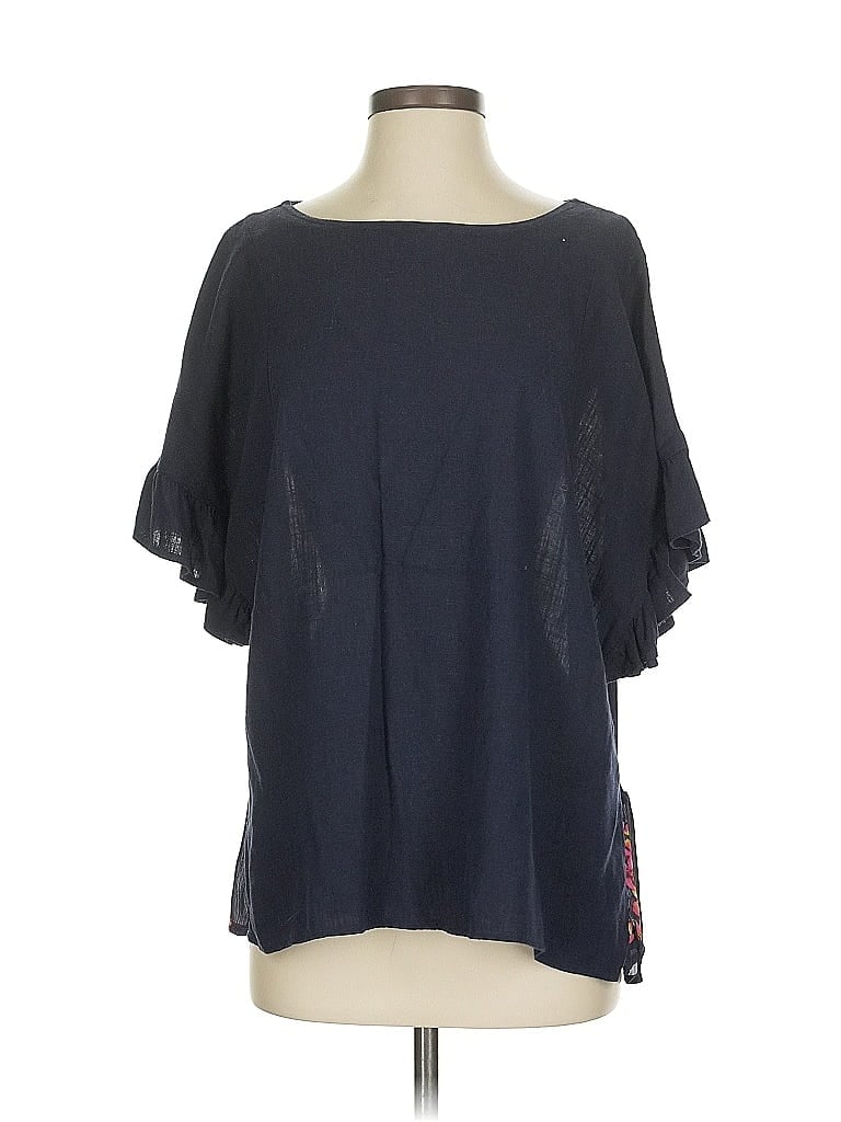 Pre-owned Umgee Short Sleeve Blouse In Blue