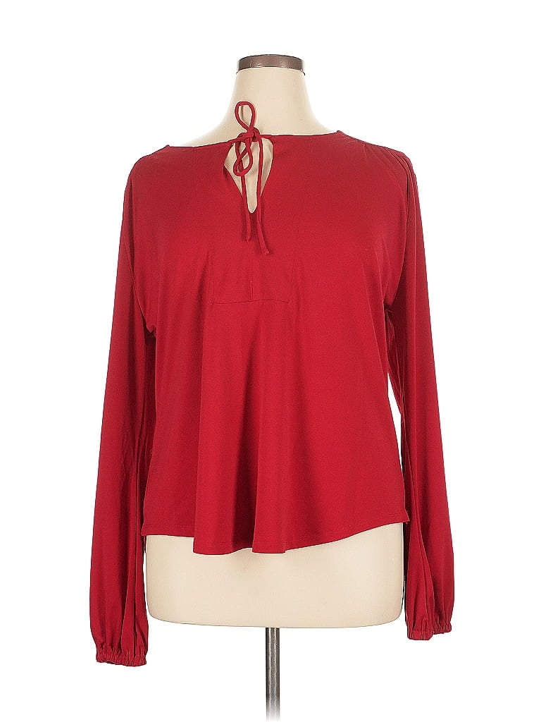 Pre-owned Allison Brittney Long Sleeve Blouse In Red