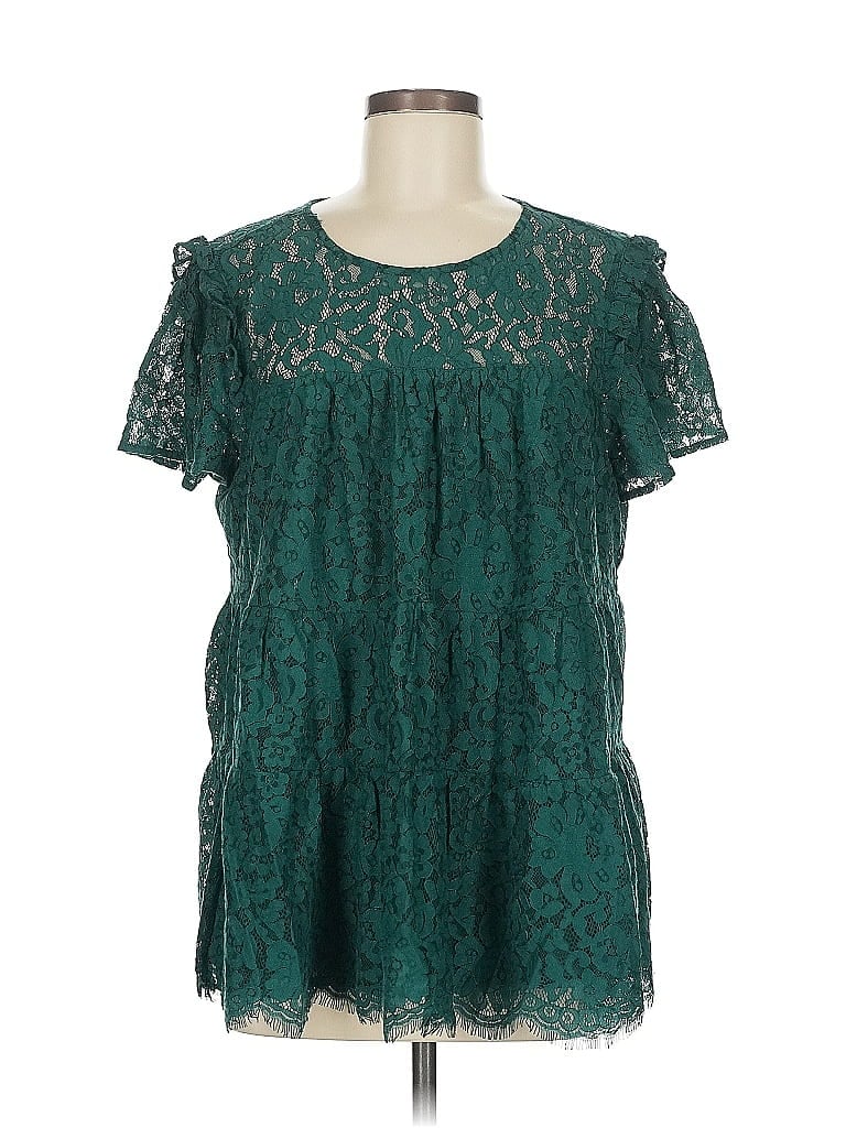 Torrid Short Sleeve Blouse In Blue