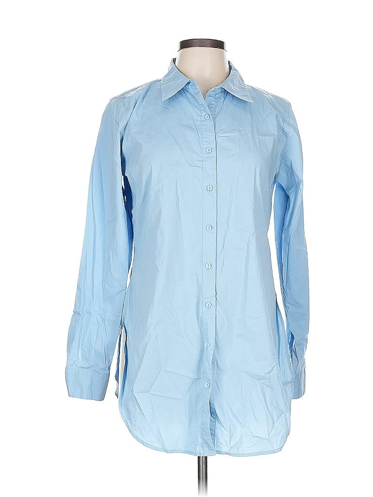 Pre-owned Fashion Nova Long Sleeve Button Down Shirt In Blue