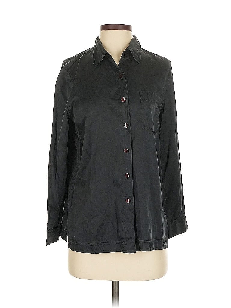 Click to view more detailed imagery on our partner's website Pre-owned Saks Fifth Avenue 3/4 Sleeve Silk Top Black Collared Neckline Tops