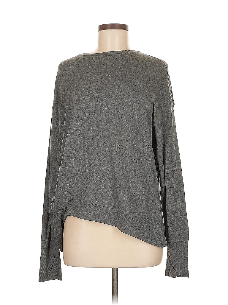 Pre-owned All In Motion Long Sleeve Top Gray Keyhole Neckline Tops