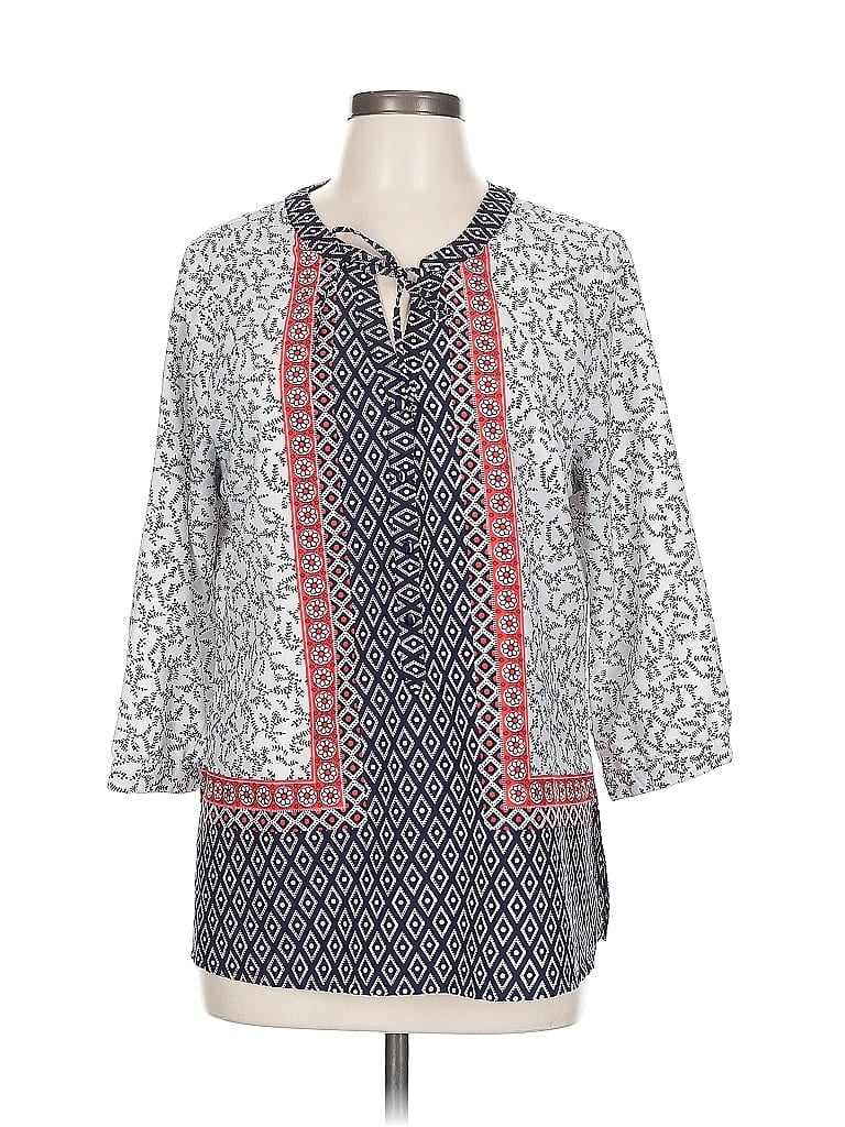 Pre-owned Antilia Femme 3/4 Sleeve Blouse In Blue