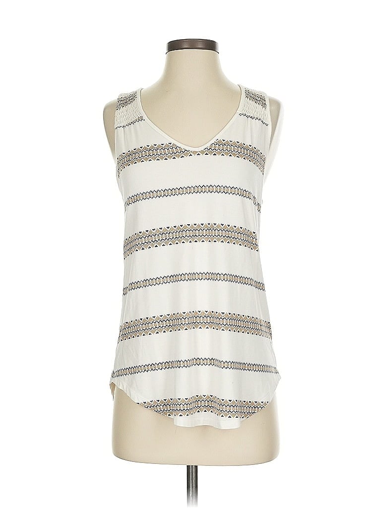 Pre-owned Unbranded Tank Top Ivory Plunge Neckline Tops In White