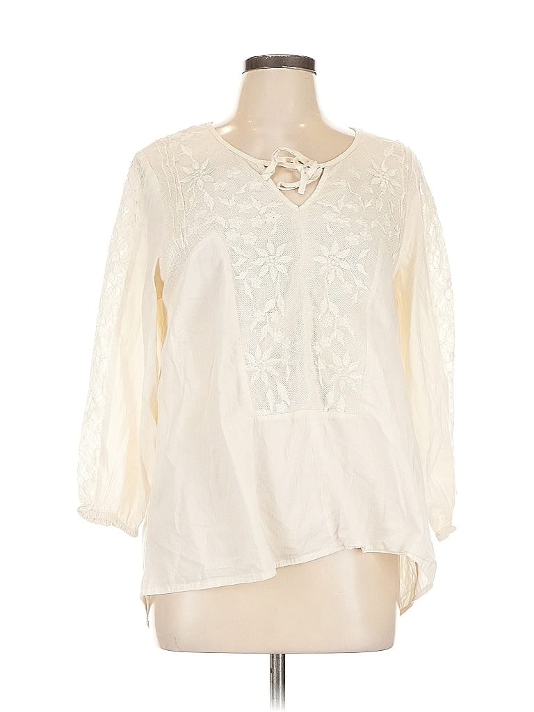 Pre-owned Sundance Long Sleeve Blouse In White