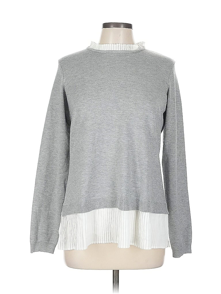 Pre-owned Adrianna Papell Pullover Sweater In Gray