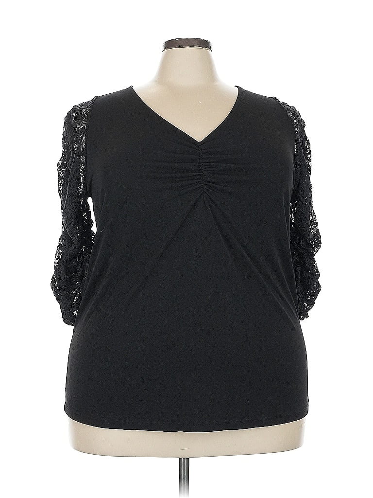 Pre-owned Torrid 3/4 Sleeve Top Black Sweetheart Neckline Tops