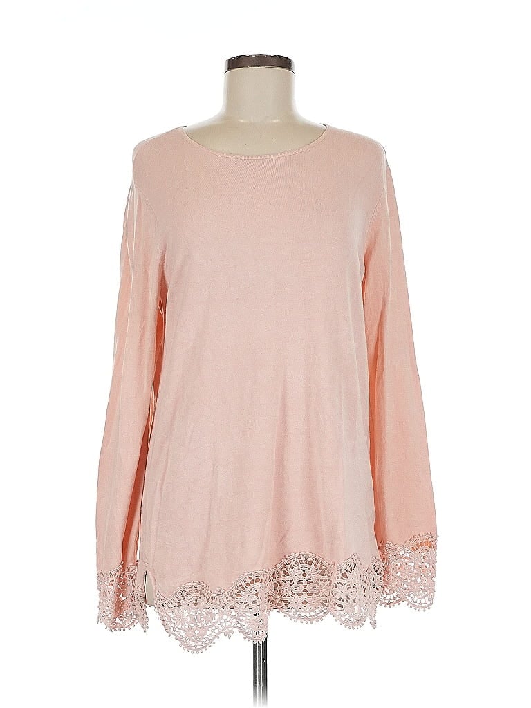 Pre-owned Coldwater Creek Long Sleeve Top Pink Boatneck Tops