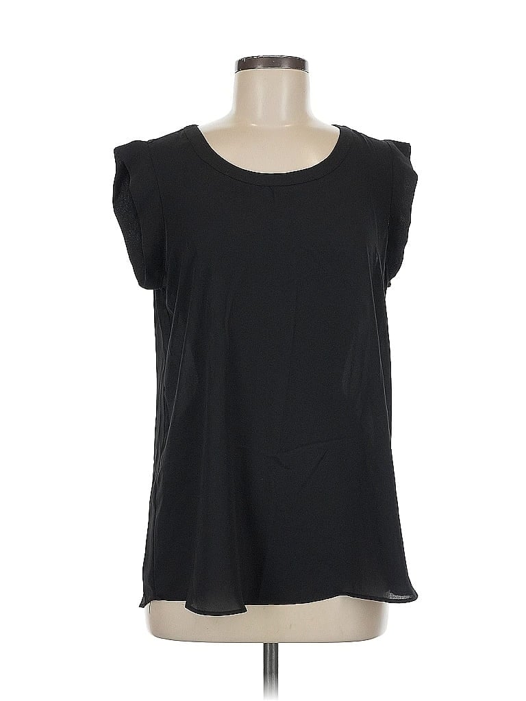 Pre-owned Pleione Short Sleeve Top Black Scoop Neck Tops