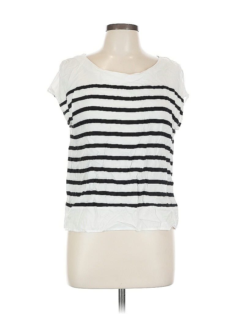Pre-owned Cynthia Rowley Short Sleeve Top White Scoop Neck Tops