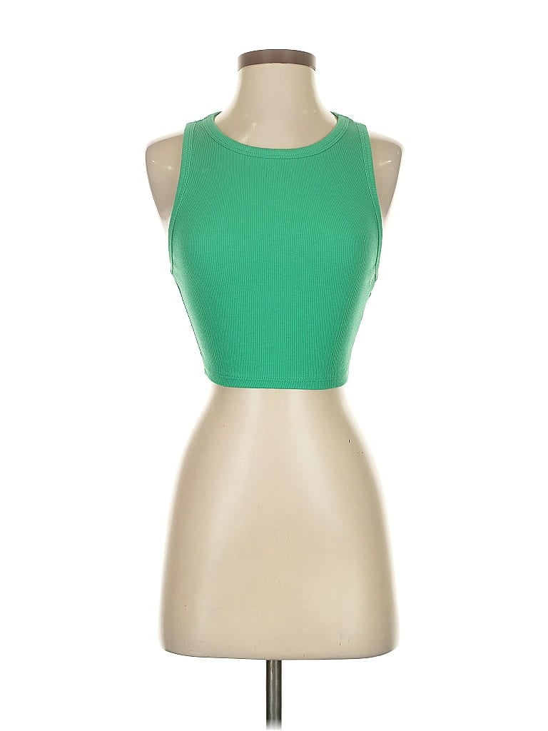 Click to view more detailed imagery on our partner's website Pre-owned Zara Tank Top Green Halter Neckline Tops
