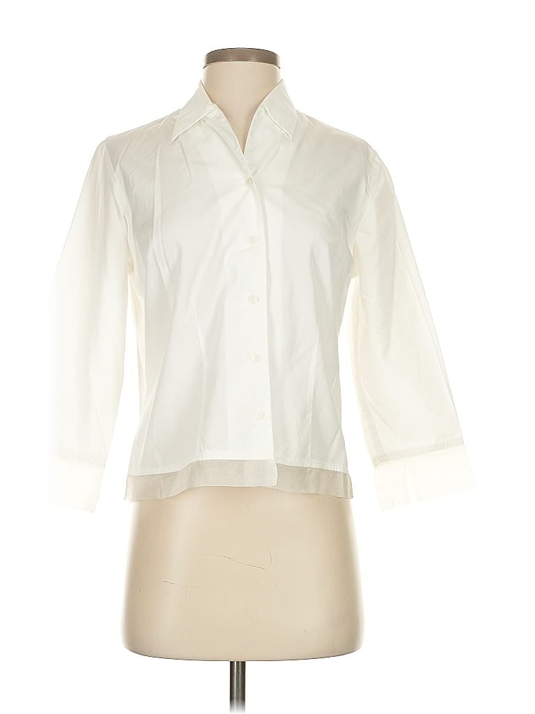 Pre-owned Eddie Bauer 3/4 Sleeve Blouse In White