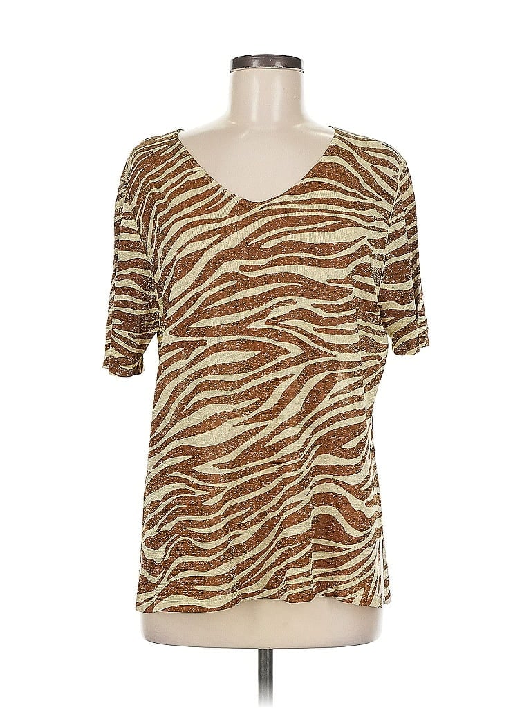 Pre-owned Alberto Makali Short Sleeve Top Brown V Neck Tops
