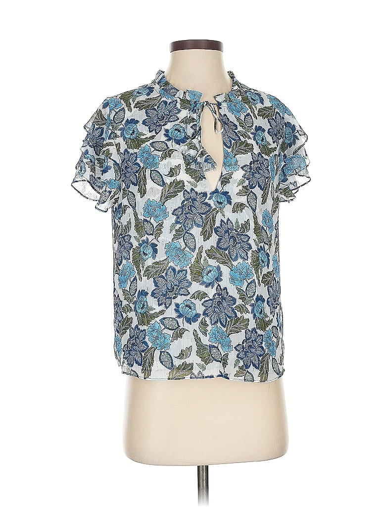 Pre-owned Misa Short Sleeve Blouse In Blue