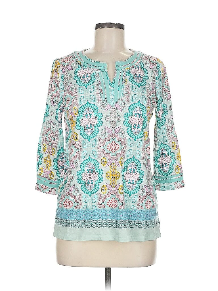 Pre-owned Talbots 3/4 Sleeve T-shirt In Blue