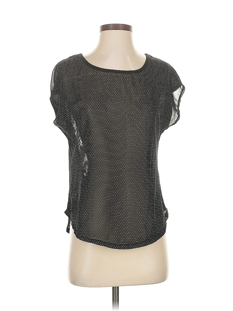 Pre-owned Rewind Short Sleeve Top Gray Keyhole Neckline Tops