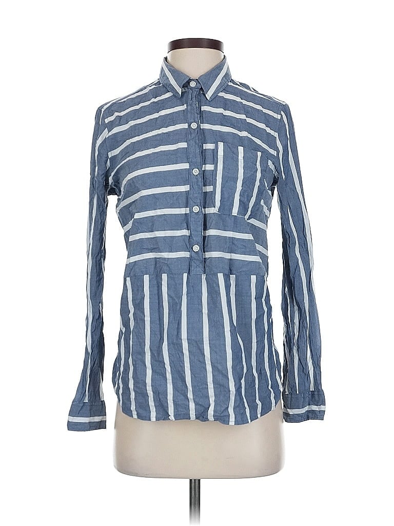 Pre-owned Abercrombie & Fitch Long Sleeve Button Down Shirt In Blue