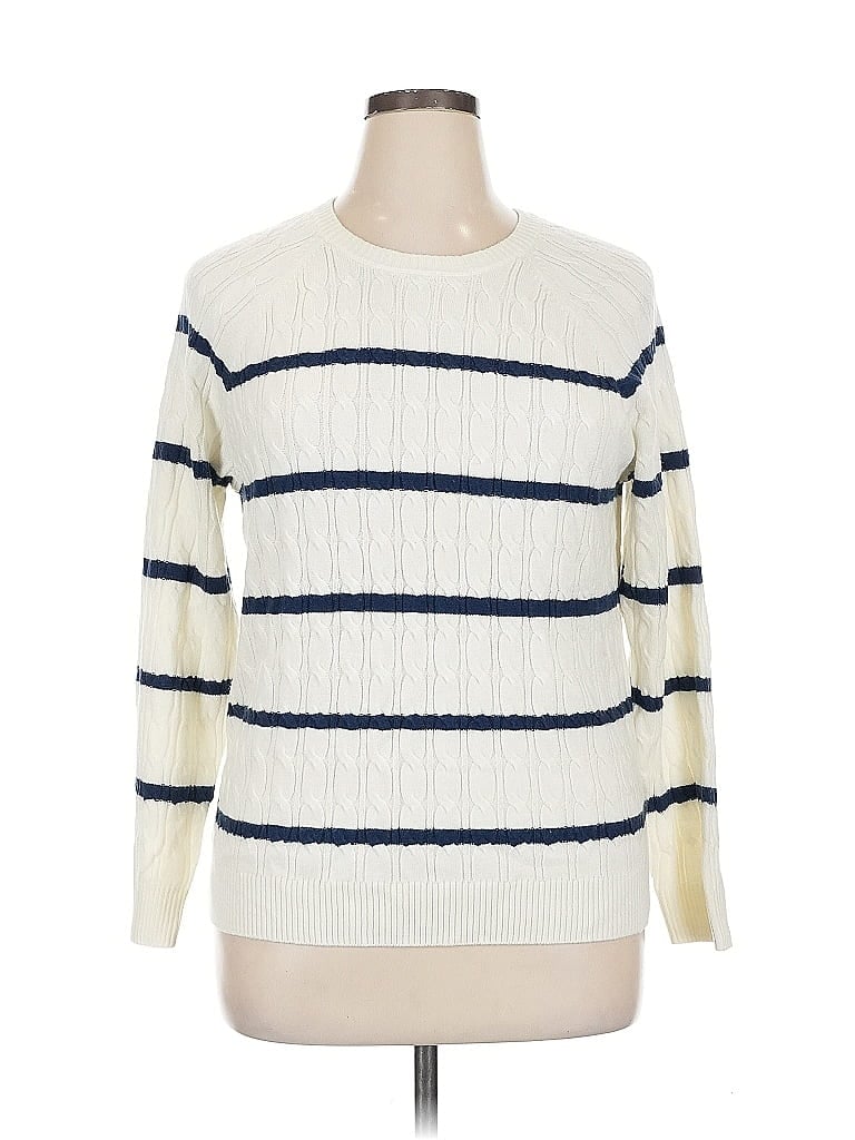 Pre-owned Croft & Barrow Pullover Sweater In White