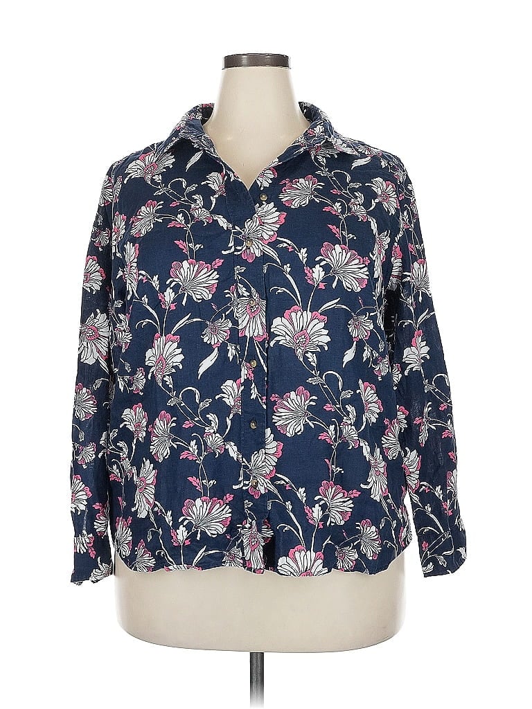 PURE Pre-owned Long Sleeve Button Down Shirt In Blue