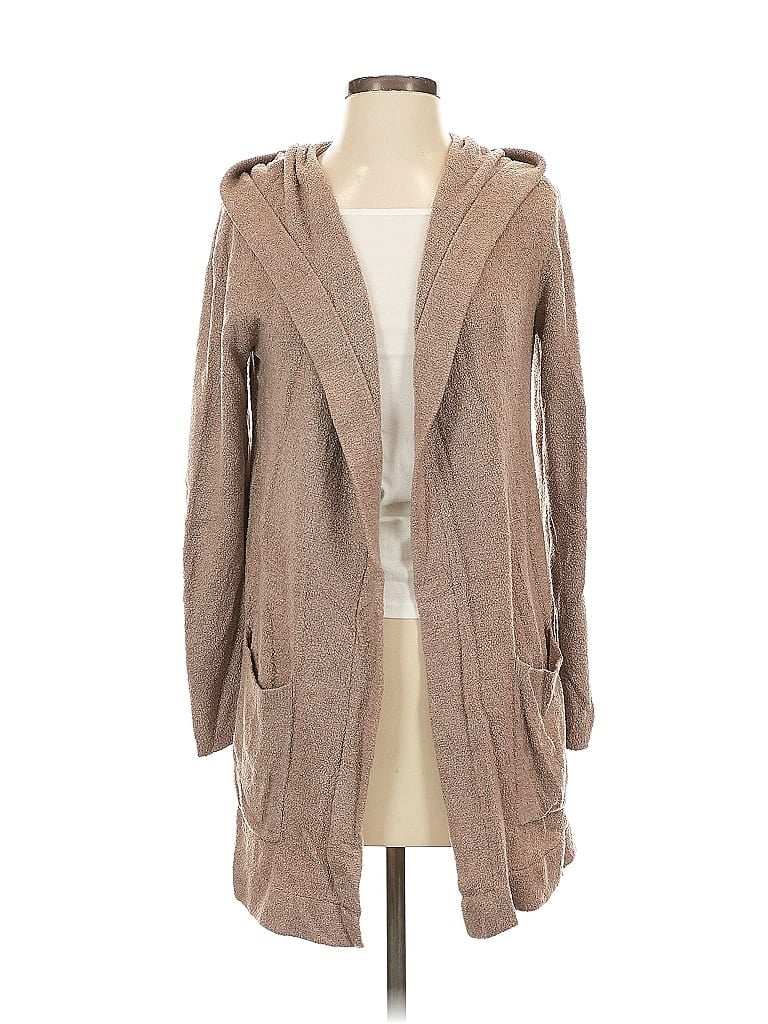 Pre-owned Barefoot Dreams Cozychic Lite Cardigan Sweater In Brown