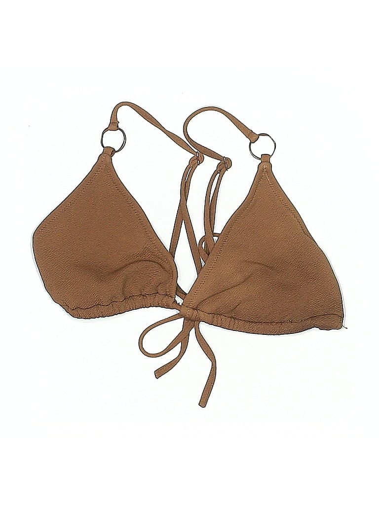 Click to view more detailed imagery on our partner's website Pre-owned Rhythm Swimsuit Top Brown Solid Pattern Swimwear