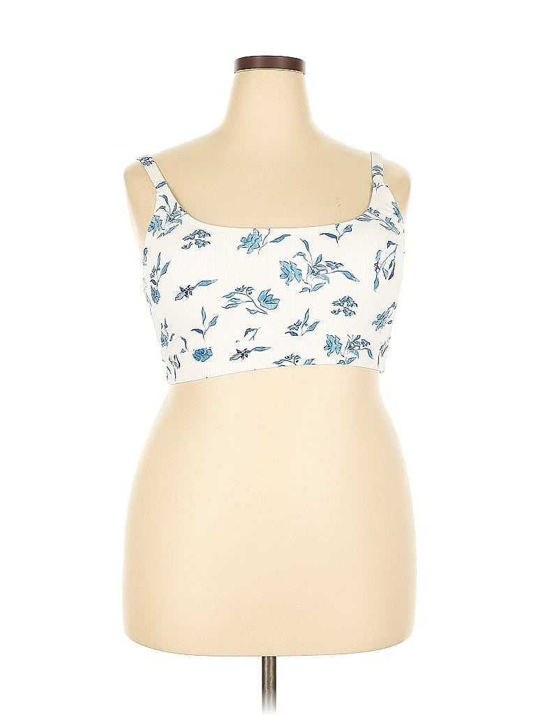 Coral Reef Swim Tank Top Blue Strapless Neckline Tops In White