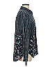 Tolani Floral Stripes Black Blue Long Sleeve Blouse Size S - photo 4