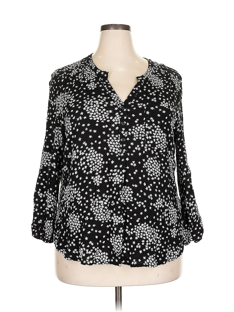 MARKET & SPRUCE Pre-owned 3/4 Sleeve Blouse In Black