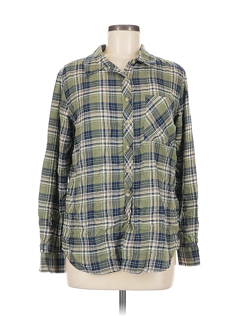 Pre-owned Arizona Jean Company Long Sleeve Button Down Shirt In Green