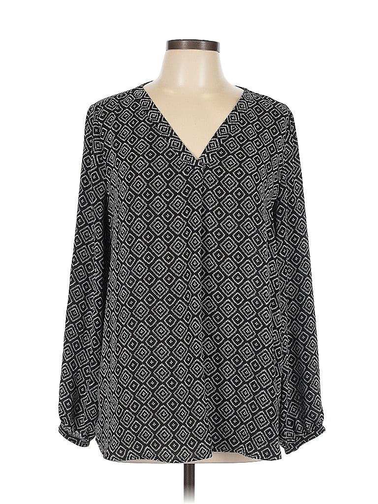 Pre-owned Pleione Long Sleeve Blouse In Black