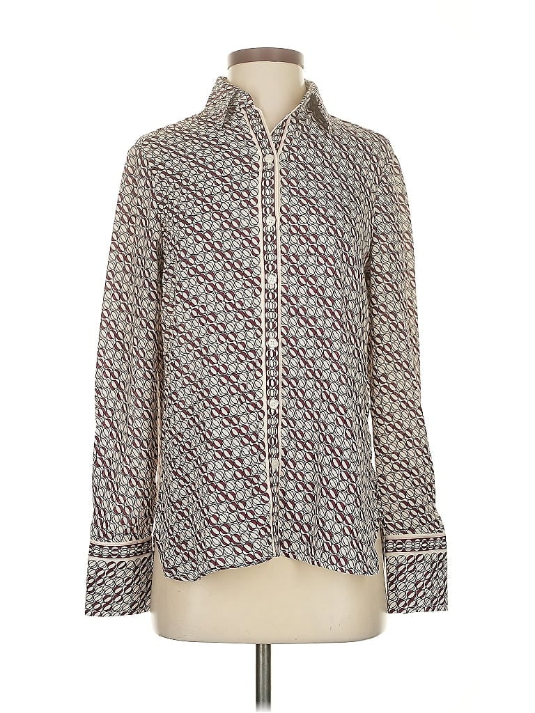 Pre-owned Max Studio Long Sleeve Blouse In White