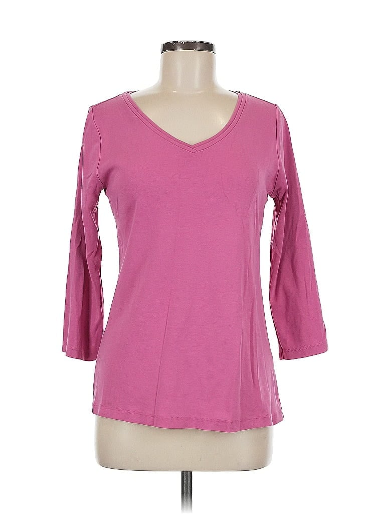 Pre-owned Jjill 3/4 Sleeve Top Pink V-neck Tops
