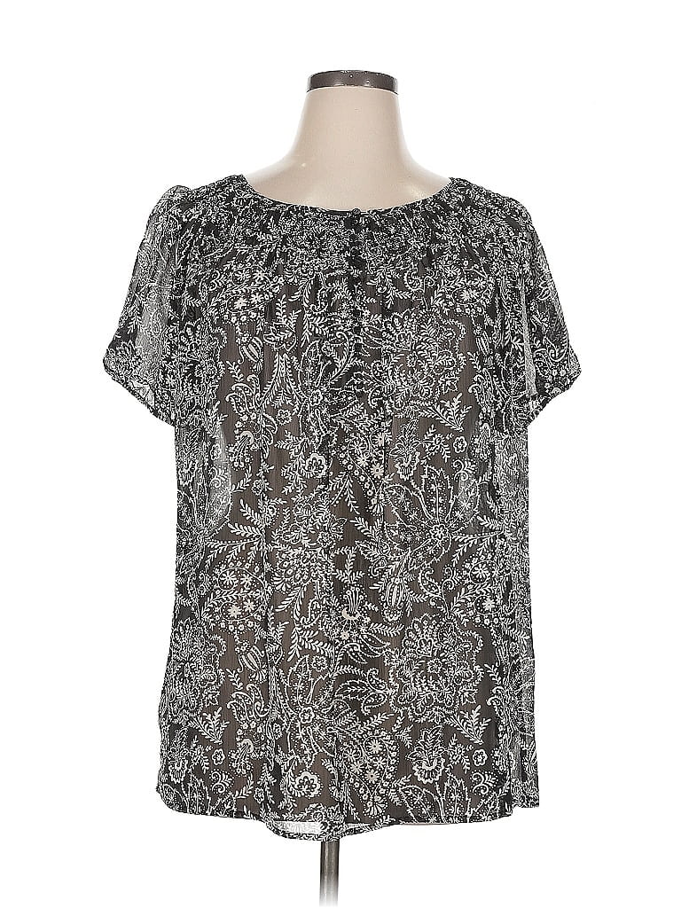 Pre-owned Apt. 9 Short Sleeve Blouse In Silver