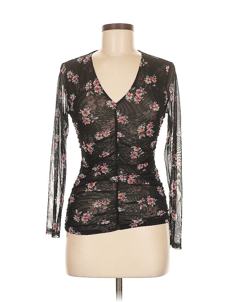 Pre-owned Inc International Concepts Long Sleeve Blouse In Black