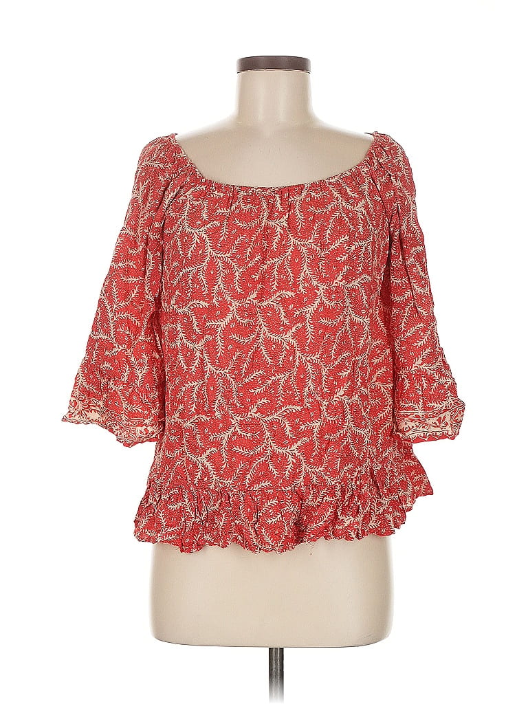 Pre-owned Nat By Natalie Martin 3/4 Sleeve Blouse In Red