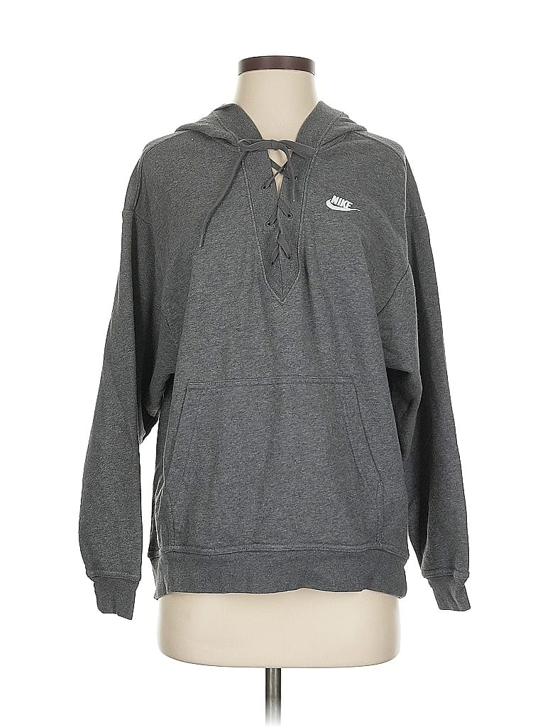 Pre-owned Nike Pullover Hoodie In Gray
