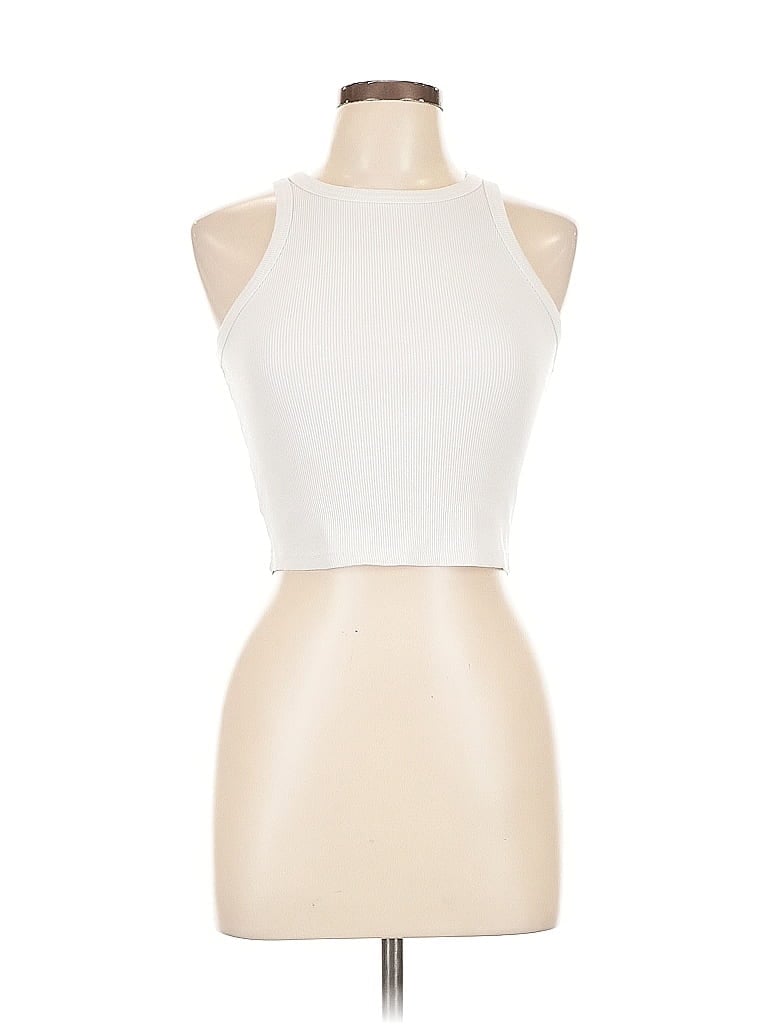 Pre-owned Unbranded Tank Top Ivory Halter Neckline Tops In White