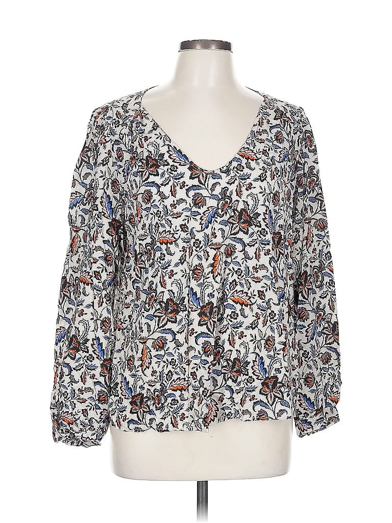 Pre-owned Velvet By Graham & Spencer Long Sleeve Blouse In Blue