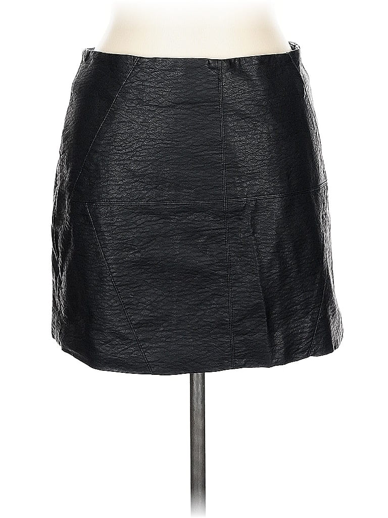 Pre-owned Divided By H&m Faux Leather Skirt In Black