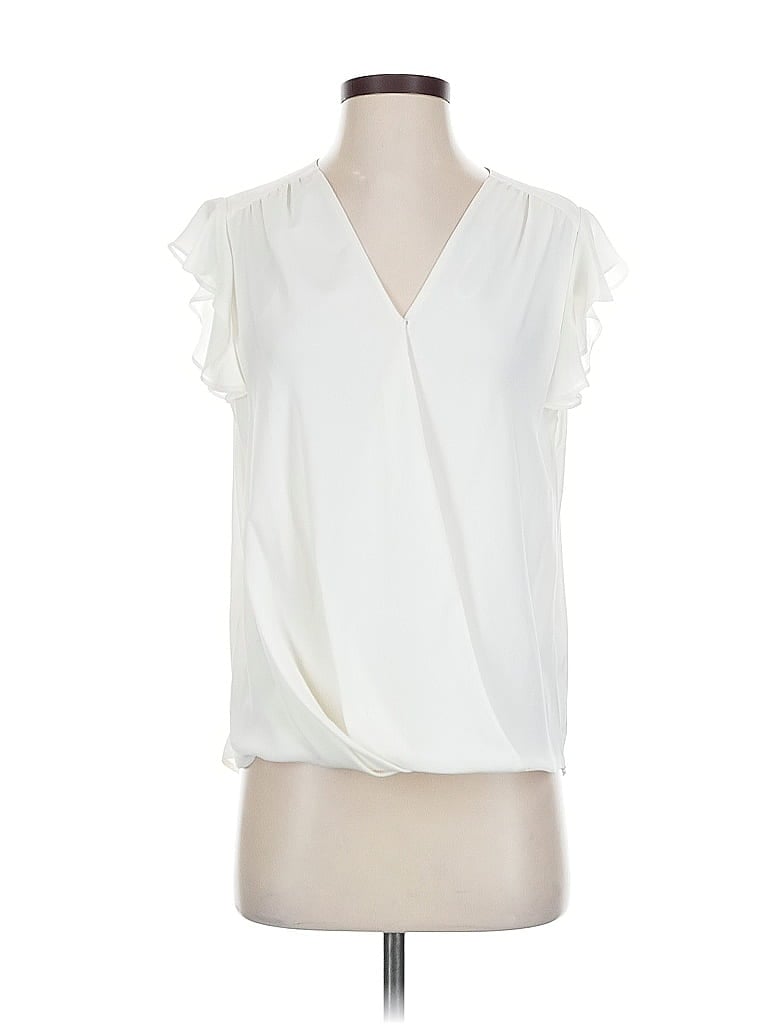Pre-owned Vince Camuto Short Sleeve Blouse In White