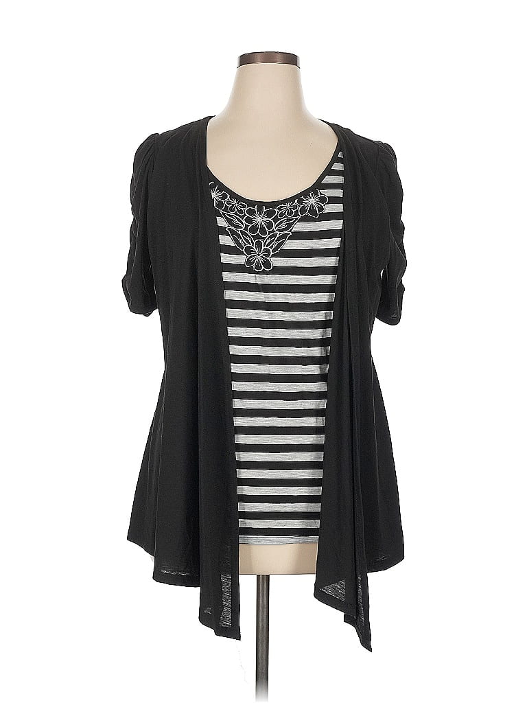 Pre-owned Absolutely Famous Short Sleeve Blouse In Black