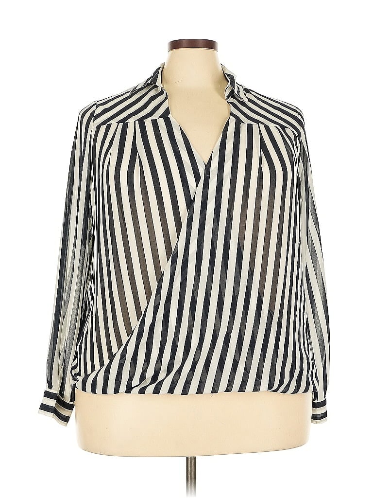 Pre-owned Ambiance Apparel Long Sleeve Blouse In White