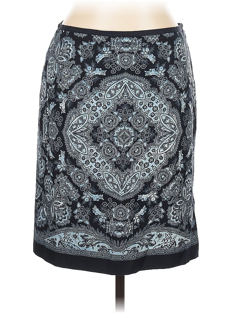 Pre-owned Ann Taylor Loft Silk Skirt In Blue