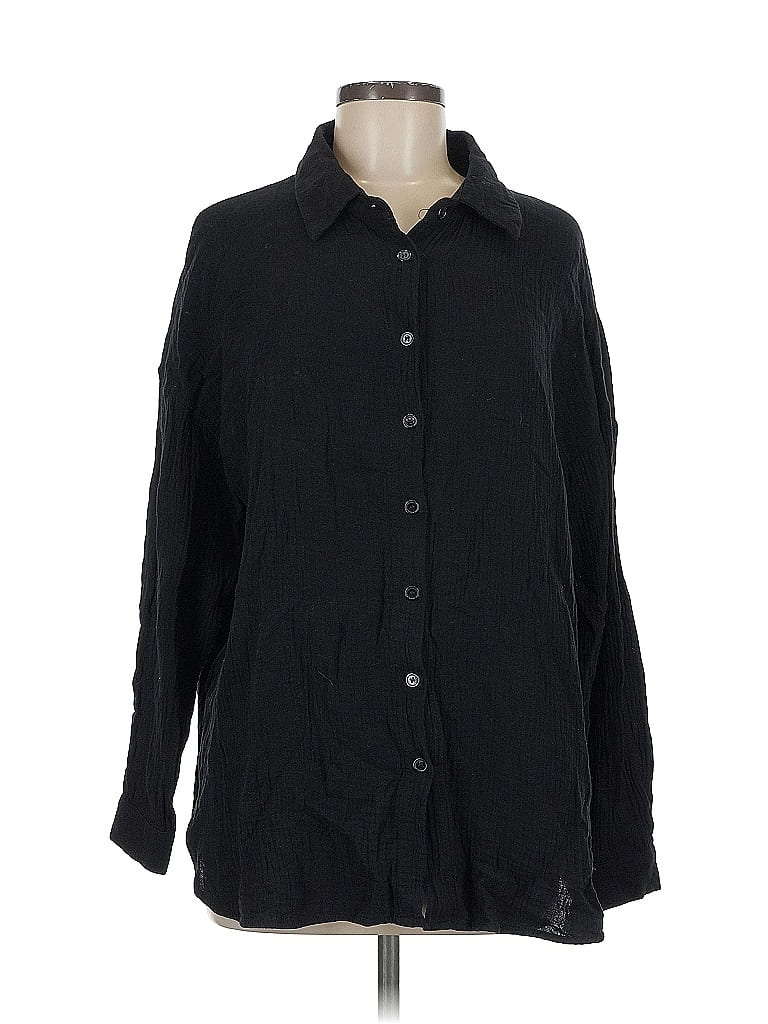 Pre-owned Unbranded Long Sleeve Button Down Shirt In Black