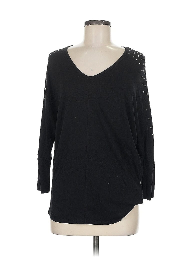 Click to view more detailed imagery on our partner's website Pre-owned Two By Vince Camuto 3/4 Sleeve Top Black V Neck Tops