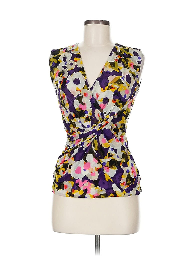 Pre-owned Classiques Entier Sleeveless Silk Top Purple Plunge Neckline Tops