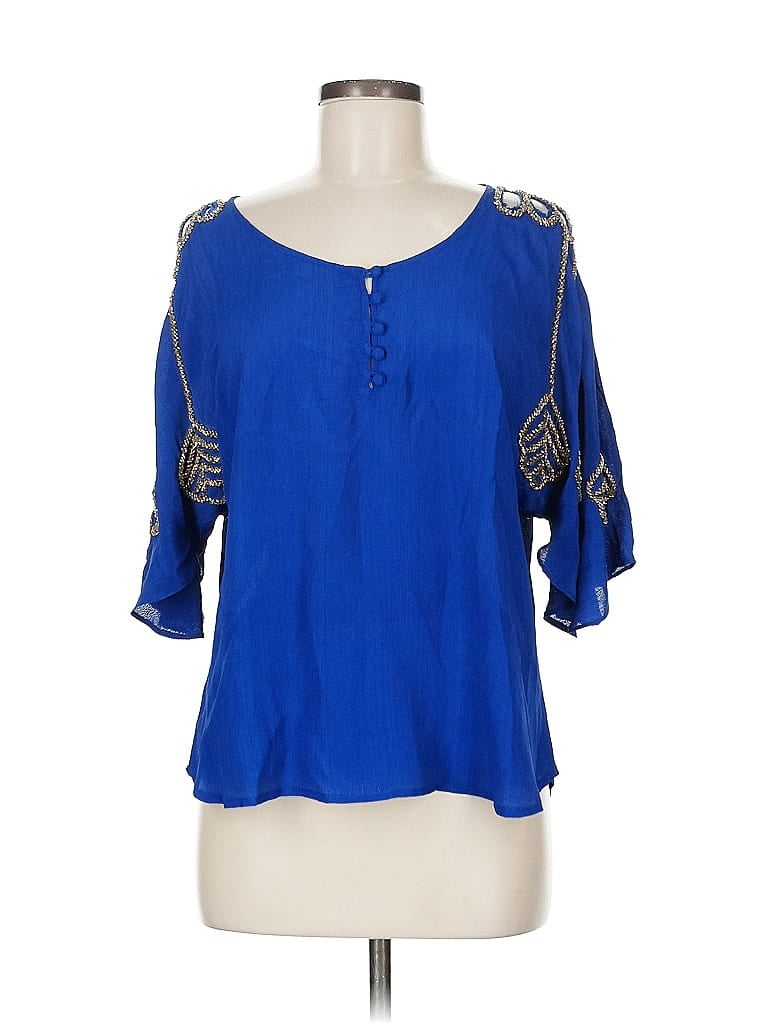 Pre-owned Romeo & Juliet Couture 3/4 Sleeve Blouse In Blue