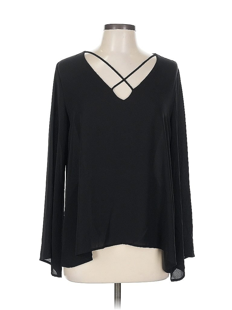 Pre-owned Lush Long Sleeve Blouse In Black